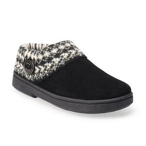 NWT Clarks Black Slippers with Knit Cuff